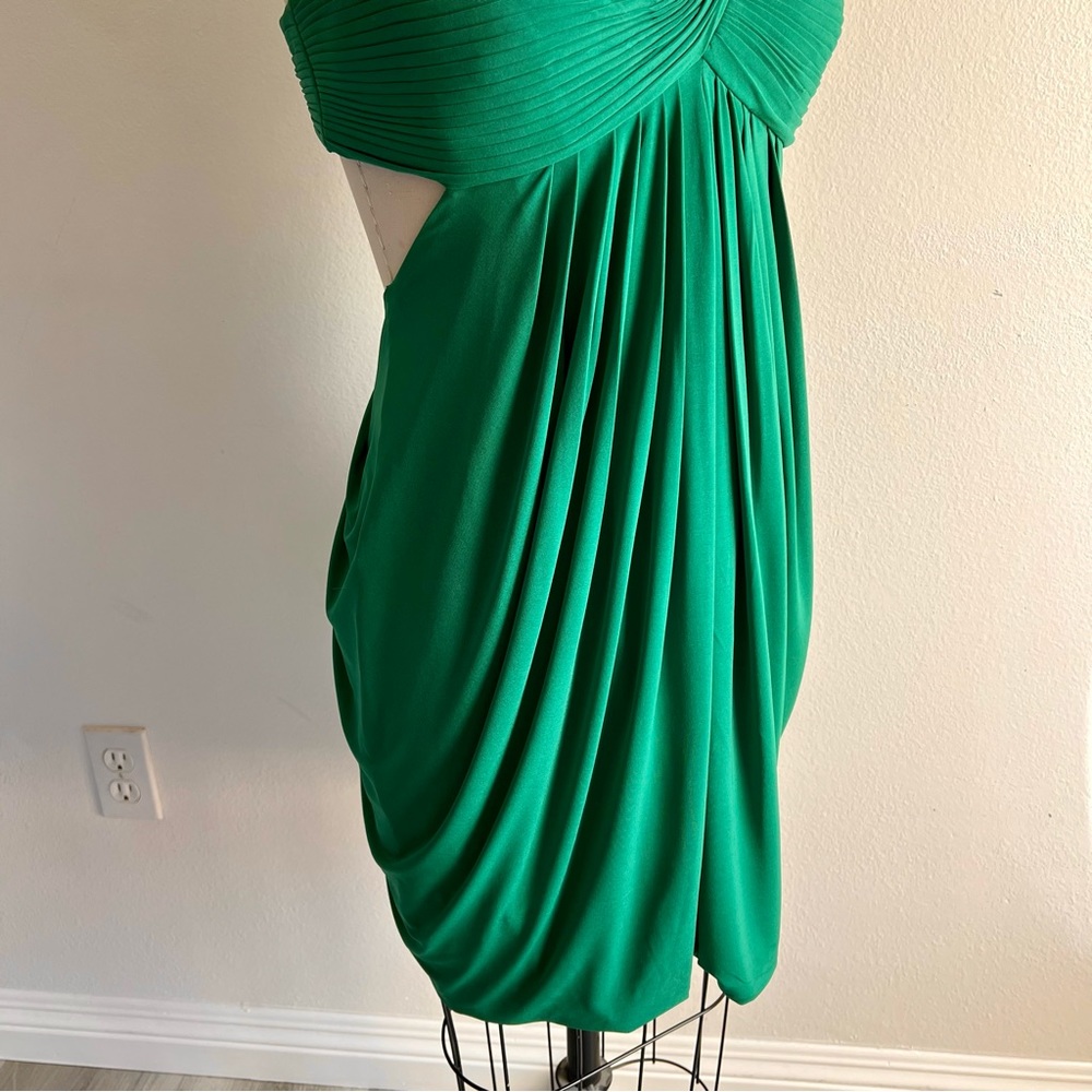 BCBGMaxazria Medium Emerald Green Open Back Mini Dress Strapless Straps - Picture 7 of 16